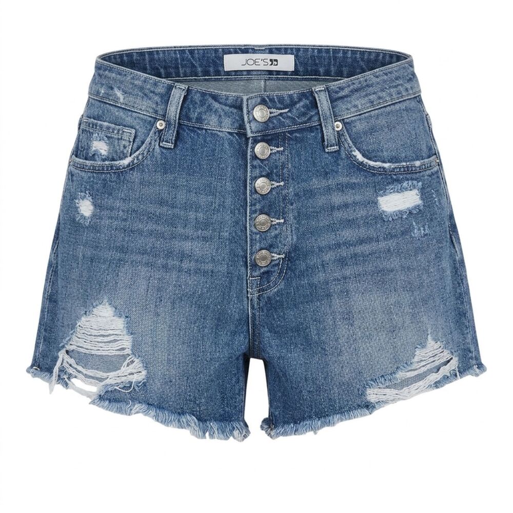 Joe's Jeans High Rise Button Fly Distressed Cutoff Denim Shorts Womens 26 Grunge